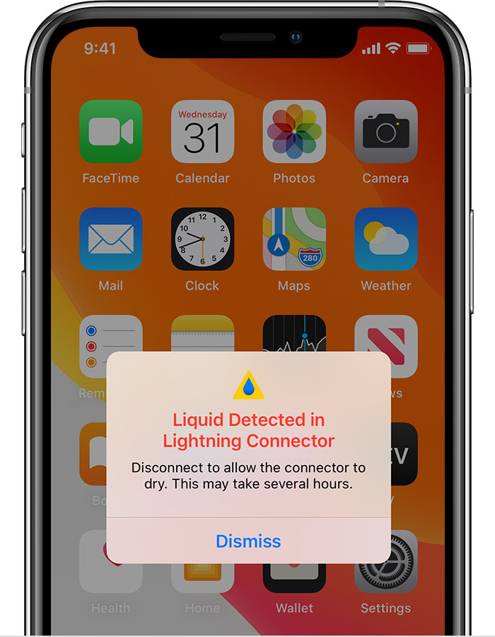 靖江苹果手机维修分享iPhone 12 在充电时出现 “闪电接口检测到液体”的提示怎么办 